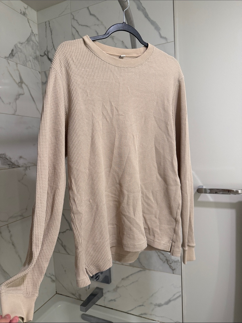 Uniqlo Beige Waffle Thermal Crew Neck